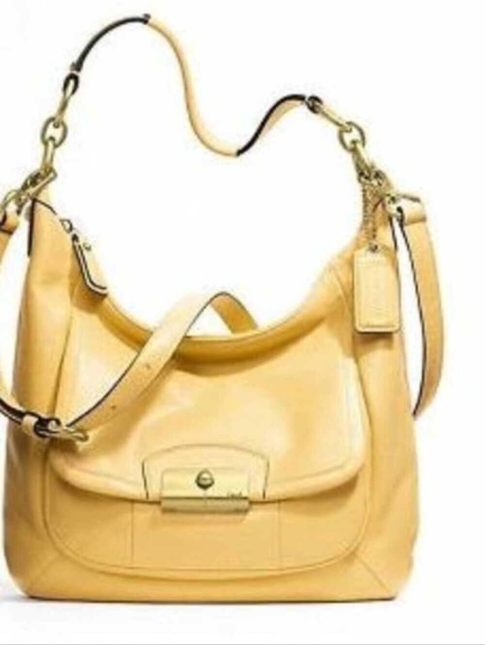 Coach Kristin Leather Hobo Leather Shoulder Bag Butter Yellow